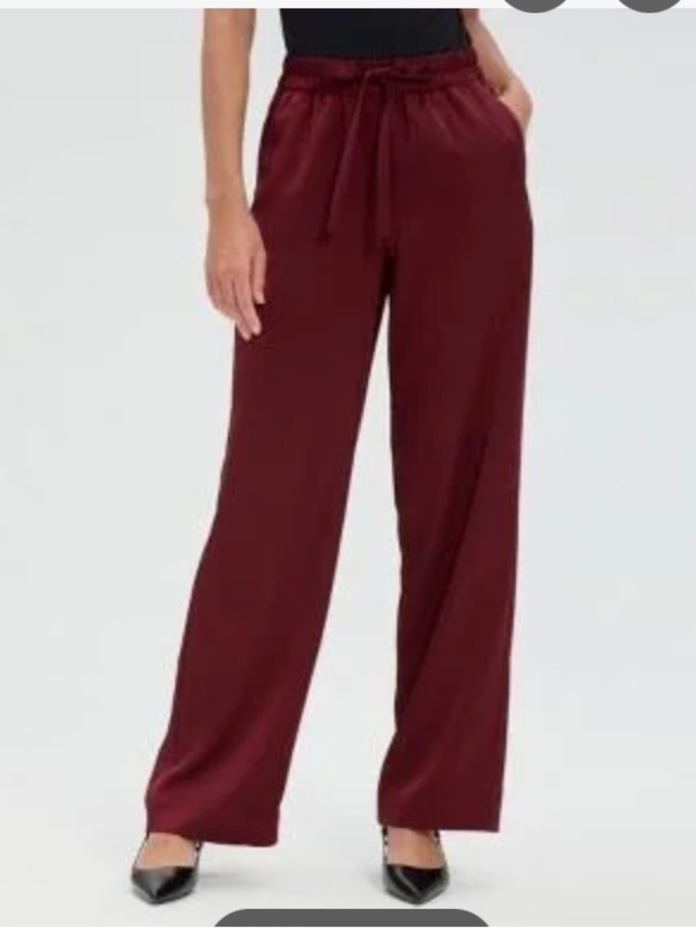 A New Day Burgundy High Rise Wide Leg Pull son Pant Elastic Waist Large